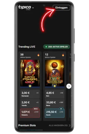 Tipico Login Button Android Interface
