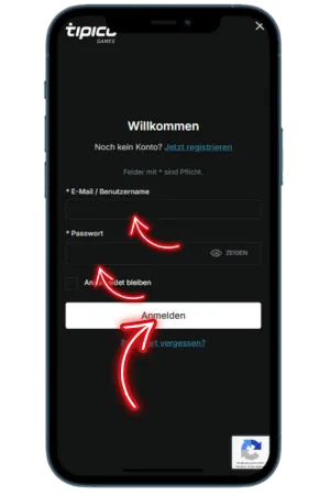 Tipico App iOS Anmeldung Daten