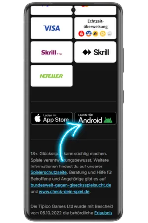 Tipico APK Download Button Android
