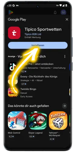 Tipico App Android Installation Assistant Progress Screen